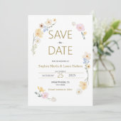 Minimalisme en bloemen Save The Date Uitnodiging (Staand voorkant)