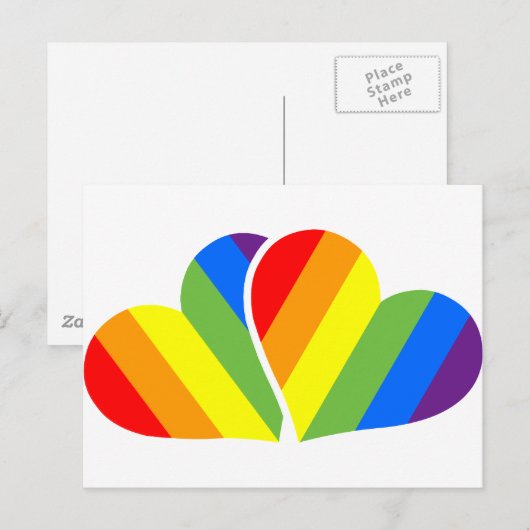 Minimalisme en trots: Rainbow Heart Briefkaart (Voorkant / Achterkant)