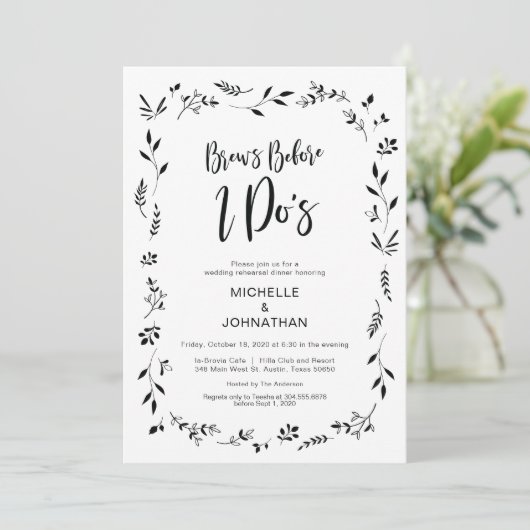 Minimalisme Floral Wedding Repetitie Diner Uitnodi Kaart (Staand voorkant)