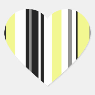 Minimalisme Gele Zwarte Strepen Hart Sticker
