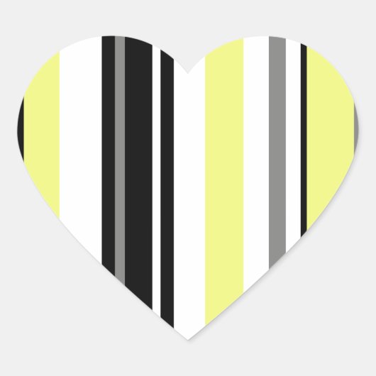 Minimalisme Gele Zwarte Strepen Hart Sticker (Voorkant)