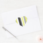 Minimalisme Gele Zwarte Strepen Hart Sticker (Envelop)