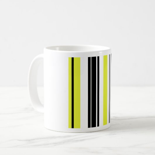 Minimalisme gele zwarte strepen koffiemok (Voorkant links)