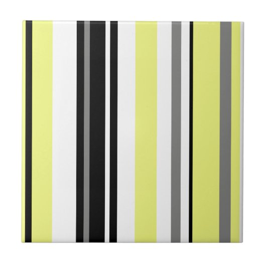 Minimalisme Gele Zwarte Strepen Tegeltje (Voorkant)