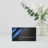 Minimalisme Geometrische strepen Kobalt Blue Black Visitekaartje (Staand voorkant)