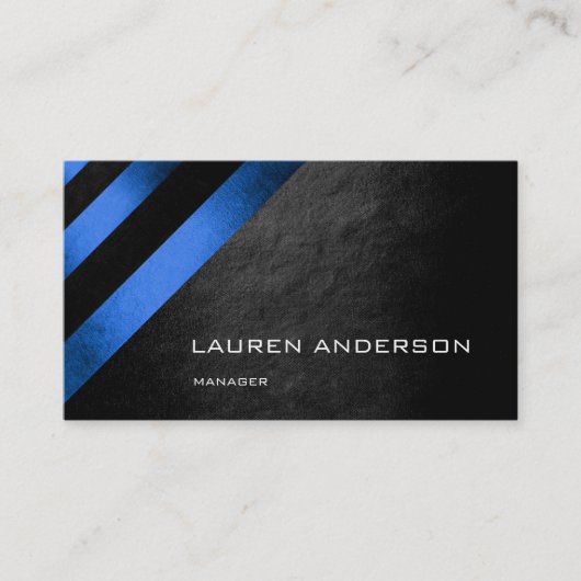 Minimalisme Geometrische strepen Kobalt Blue Black Visitekaartje (Voorkant)