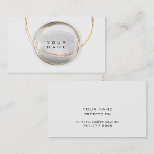 Minimalisme Gold White Glass Ball Circles Visitekaartje (Voorkant / Achterkant)