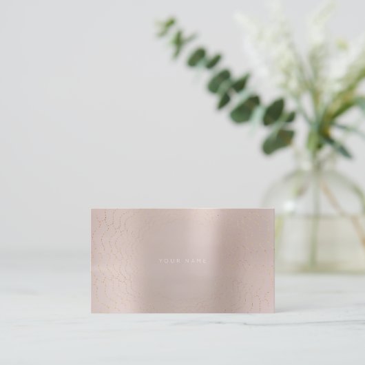 Minimalisme Golden Circles Delicate Pink Rose Vip Visitekaartje (Staand voorkant)