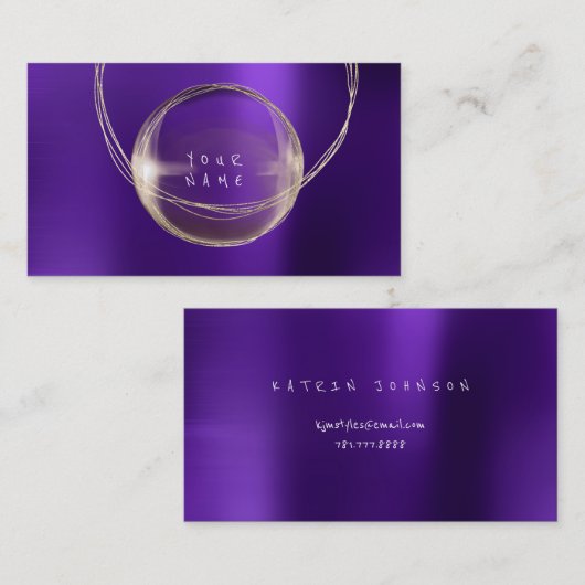 Minimalisme Golden Folie Glass Paars omhulde VIP Visitekaartje (Voorkant / Achterkant)