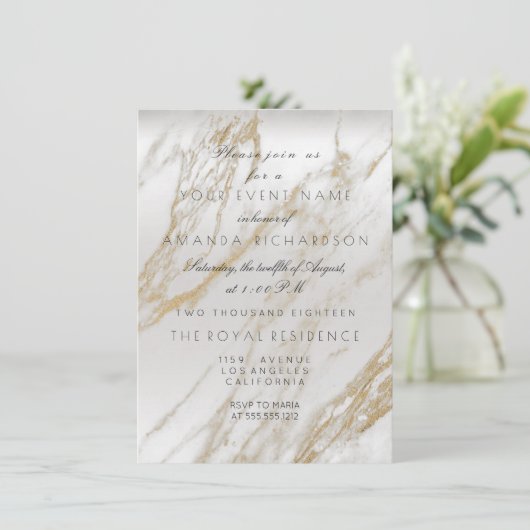 Minimalisme Goud Wit Grijs Marmer Zilver Metaal Kaart (Staand voorkant)