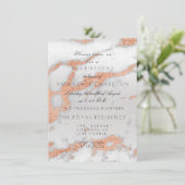 Minimalisme Grijs Marmer Roze Goud Koper Verjaarda Kaart (Staand voorkant)