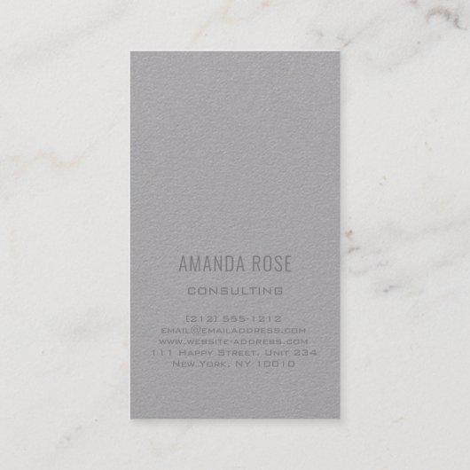 Minimalisme grijs Urban Gray Professional Consulti Visitekaartje (Achterkant)