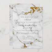 Minimalisme Grijs Witte Marmer Gouden Verjaardag Kaart (Voorkant / Achterkant)