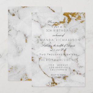 Minimalisme Grijs Witte Marmer Gouden Verjaardag Kaart