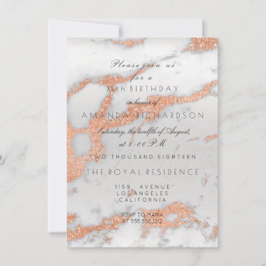 Minimalisme Grijze marmer Roos Gold Koper Kaart (Voorkant)