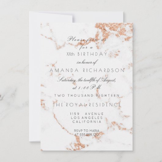 Minimalisme Grijze witte marmer Roos Koper op zate Kaart (Voorkant)