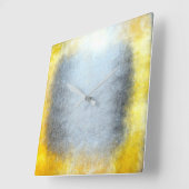 Minimalisme Grungy Schilderij Abstract Grijs Geel Vierkante Klok (Hoek)
