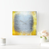 Minimalisme Grungy Schilderij Abstract Grijs Geel Vierkante Klok (Huis)