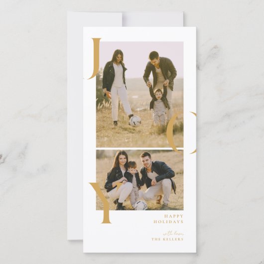 Minimalisme Joy 2 fotocollage vakantiefotokaart Feestdagenkaart (Voorkant)