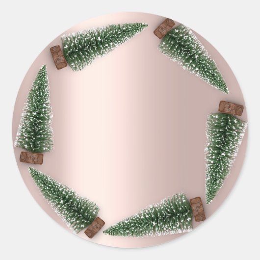 Minimalisme kerstboom cadeau groen Roos Ronde Sticker (Voorkant)