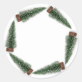 Minimalisme Kerstboom Gift Groen Wit Winter Ronde Sticker