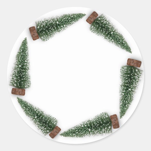 Minimalisme Kerstboom Gift Groen Wit Winter Ronde Sticker (Voorkant)