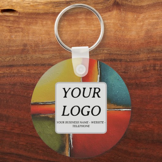 Minimalisme Kleurenblokkerend Bedrijf Promotioneel Sleutelhanger (Achterkant)