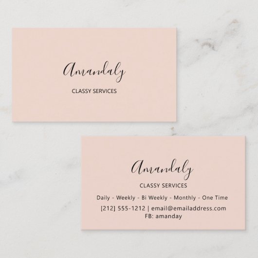 Minimalisme legant Script Makeup Artist Blush Visitekaartje (Voorkant / Achterkant)