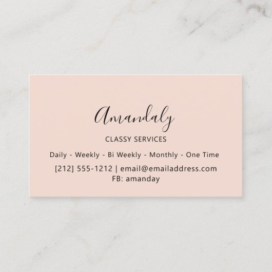 Minimalisme legant Script Makeup Artist Blush Visitekaartje (Achterkant)