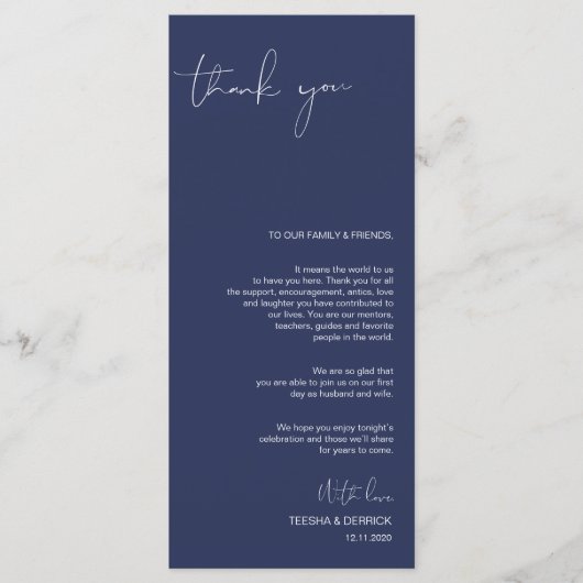 Minimalisme Manuscript van de Zeemacht het Plaatse Programmakaart (Voorkant)