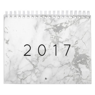 Minimalisme Marble White Grey Silver Gold Kalender