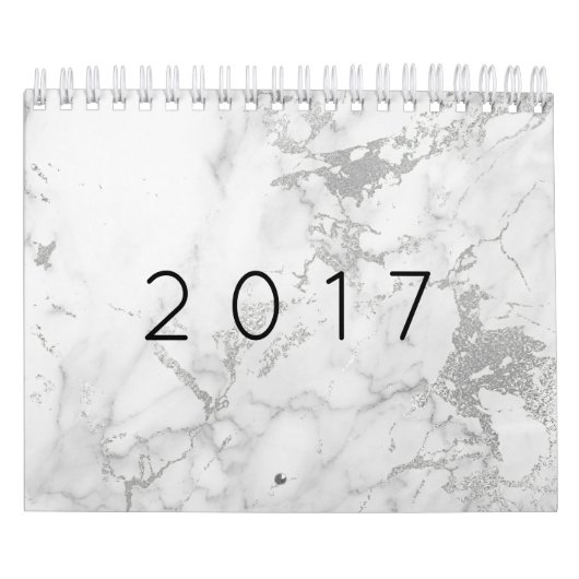 Minimalisme Marble White Grey Silver Gold Kalender (Hoes)