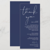 Minimalisme Marine Script Place setting Dank u Programmakaart (Voorkant / Achterkant)