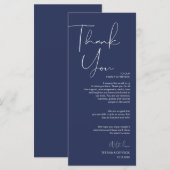 Minimalisme Marine Script Place setting Dank u Programmakaart (Voorkant / Achterkant)