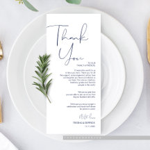 Minimalisme Marine Script Place setting Dank u