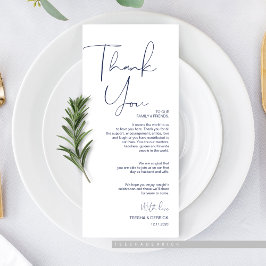 Minimalisme Marine Script Place setting Dank u Programmakaart