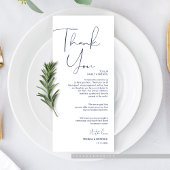 Minimalisme Marine Script Place setting Dank u Programmakaart