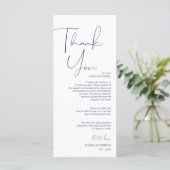 Minimalisme Marine Script Place setting Dank u Programmakaart (Staand voorkant)