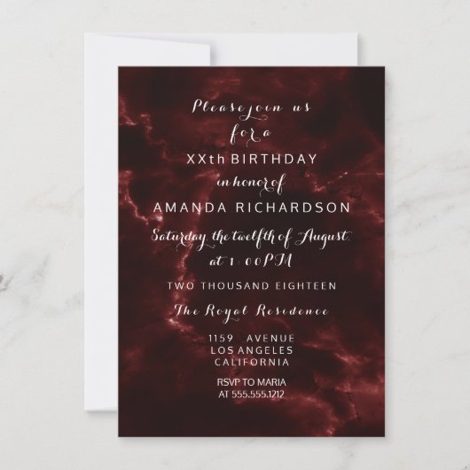 Minimalisme Maroon Burgundy Marble Event Abstract Kaart (Voorkant)