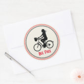 Minimalisme Meisje met Fiets Ronde Sticker (Envelop)