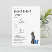 Minimalisme met een Dog Illustration Verloving Kaart (Staand voorkant)