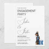 Minimalisme met een Dog Illustration Verloving Kaart (Voorkant / Achterkant)