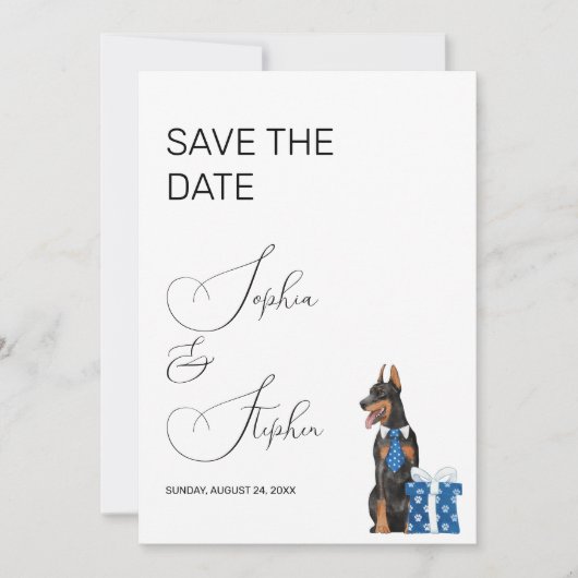 Minimalisme met een Hond Illustratie Save The Date (Voorkant)