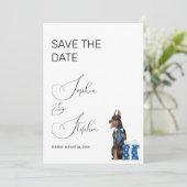 Minimalisme met een Hond Illustratie Save The Date (Staand voorkant)