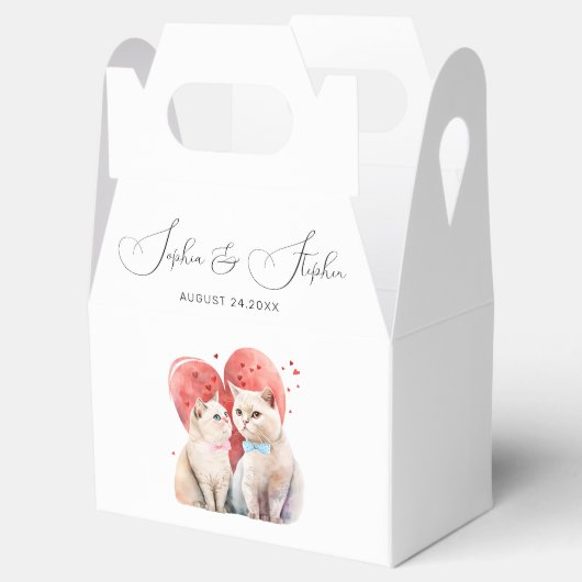 Minimalisme met een Katten Bruiloft Bedankdoosjes (Geopend)