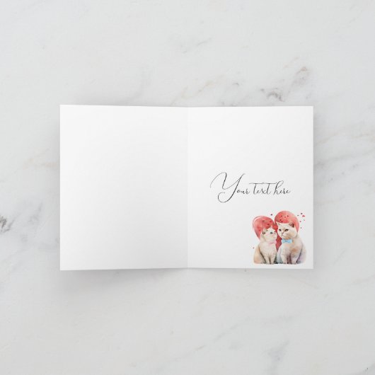 Minimalisme met een Katten Bruiloft Bedankkaart (Binnen)