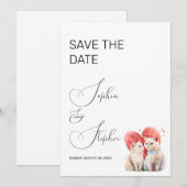 Minimalisme met een Katten Bruiloft Save The Date (Voorkant / Achterkant)