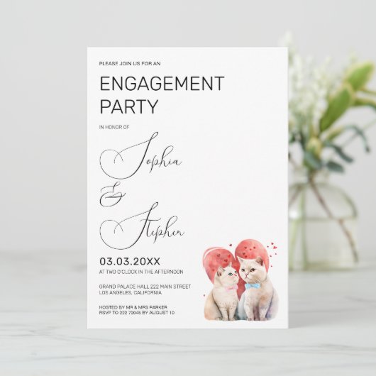 Minimalisme met een kattenbruiloft kaart (Staand voorkant)