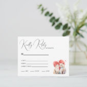 Minimalisme met een kattenbruiloft RSVP kaartje (Staand voorkant)