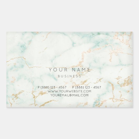Minimalisme Mint Green Gold Grey Marble Vip Rechthoekige Sticker (Voorkant)